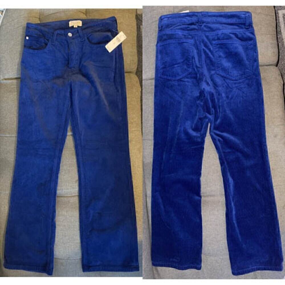 Anthropologie Yaya Mid-Rise Corduroy Crop Flare Jeans By Pilcro Sz 26 BLUE